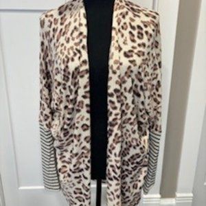 Open front animal print cardigan